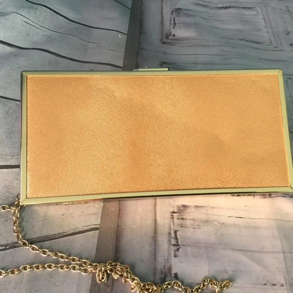JustFab Gold Clutch with Elegant Flap Closure